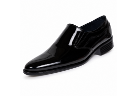 Pantofi barbati negri lac din piele naturala, fara sireturi – eleganta curata, prestanta si confort 818